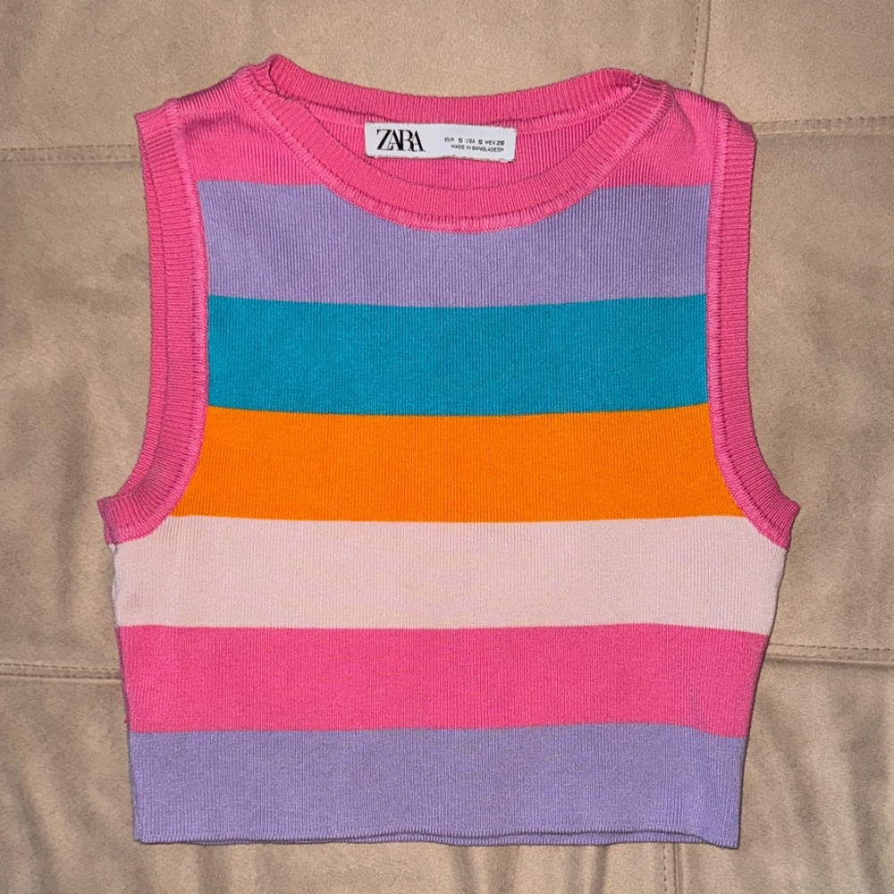 Zara Multicolor Striped Sleeveless Top